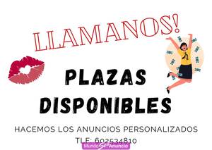 URGE SEÑORITAS PLAZA DISPONIBLE  24HS