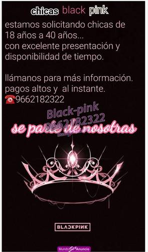 black-pink...solicita chicas de 18 años en adelante...👌