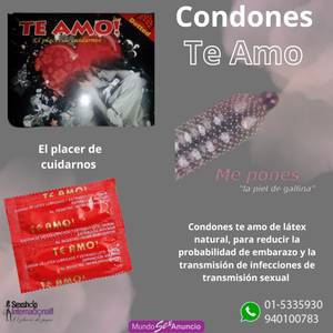 CONDONES TE AMO CON FRAGRANCIA Y PUNTOS SENSITIVOS.