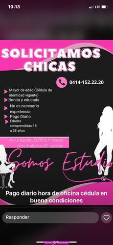 Solicito chicas que desee trabajar como dama de compañía